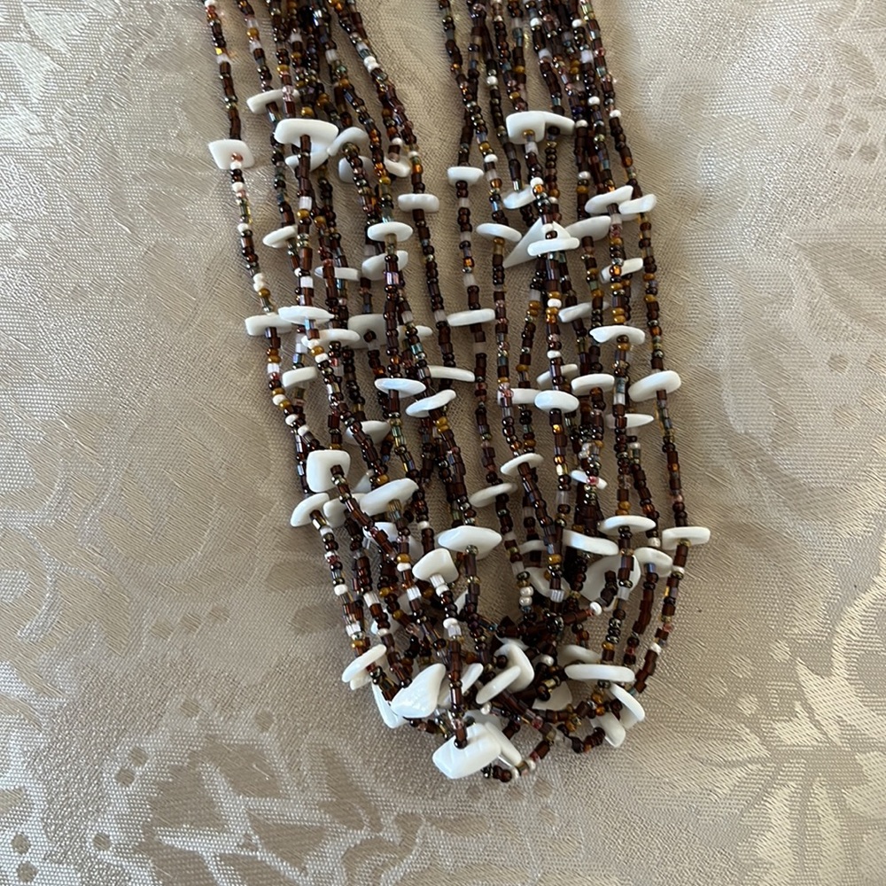Native American handmade fetish necklace shell l heishi seed beads Apache Navajo